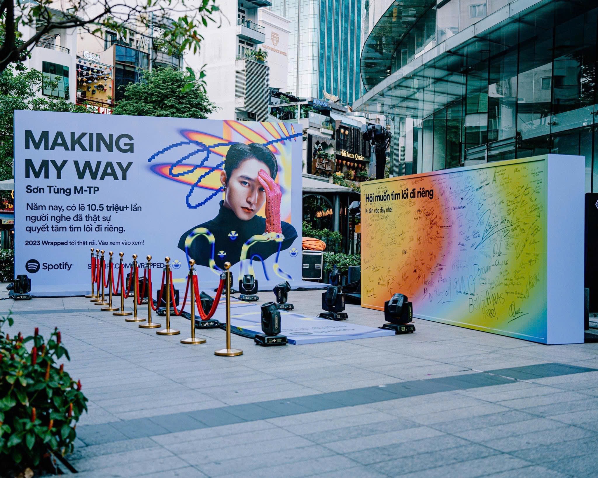 Outdoor Spotify branded activation with a large visual installation